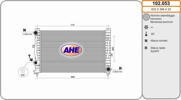 AHE 102.053 - Radiators, Motora dzesēšanas sistēma autodraugiem.lv