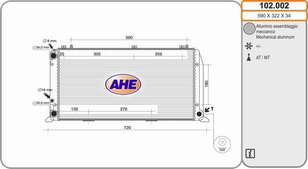 AHE 102.002 - Radiators, Motora dzesēšanas sistēma autodraugiem.lv