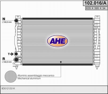 AHE 102.016/A - Radiators, Motora dzesēšanas sistēma autodraugiem.lv