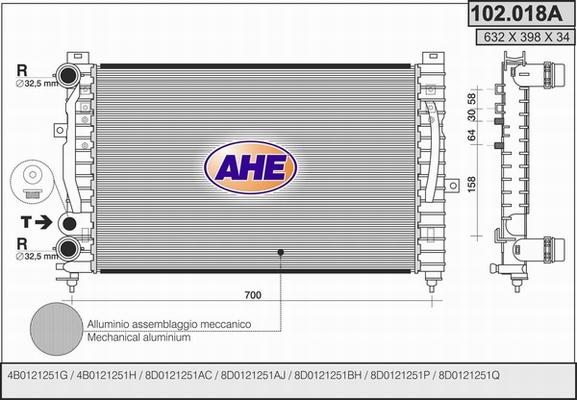 AHE 102.018/A - Radiators, Motora dzesēšanas sistēma autodraugiem.lv