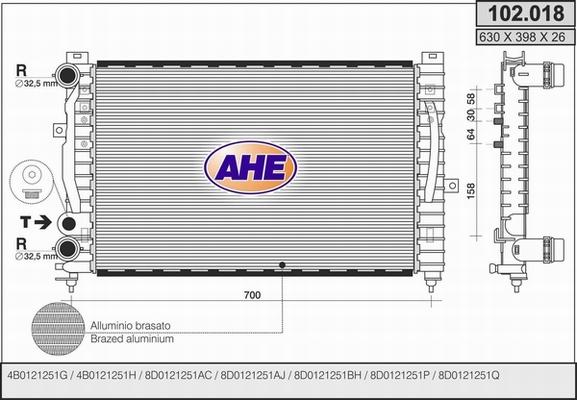 AHE 102.018 - Radiators, Motora dzesēšanas sistēma autodraugiem.lv