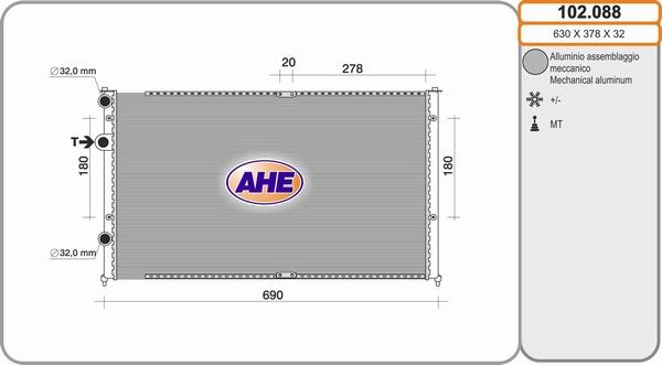 AHE 102.088 - Radiators, Motora dzesēšanas sistēma autodraugiem.lv