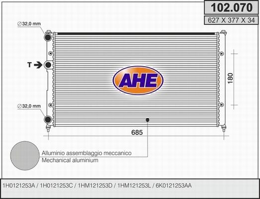 AHE 102.070 - Radiators, Motora dzesēšanas sistēma autodraugiem.lv