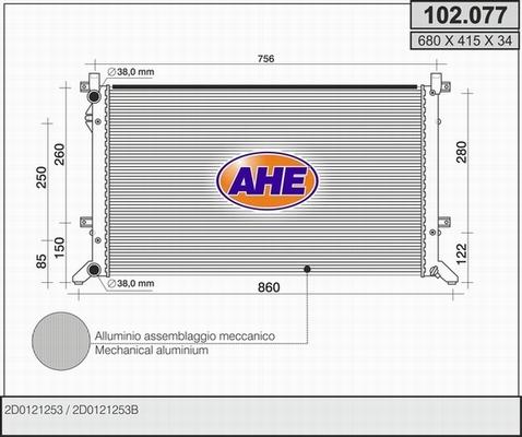 AHE 102.077 - Radiators, Motora dzesēšanas sistēma autodraugiem.lv