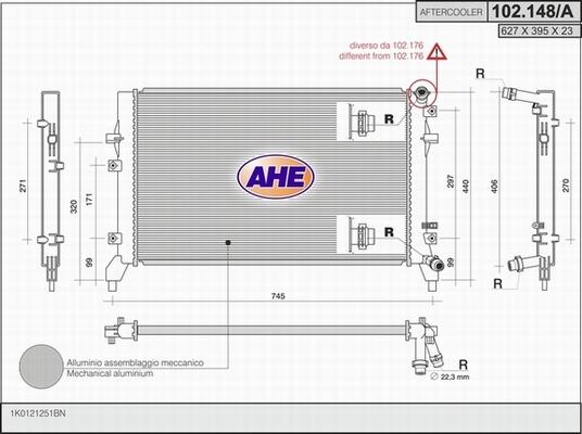 AHE 102.148/A - Radiators, Motora dzesēšanas sistēma autodraugiem.lv