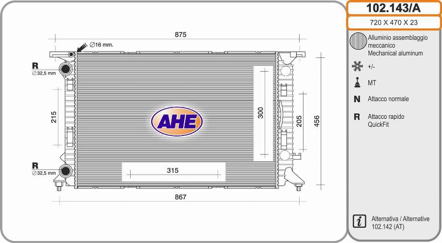 AHE 102.143/A - Radiators, Motora dzesēšanas sistēma autodraugiem.lv