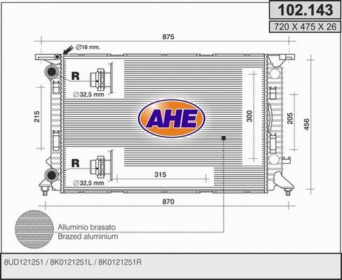 AHE 102.143 - Radiators, Motora dzesēšanas sistēma autodraugiem.lv