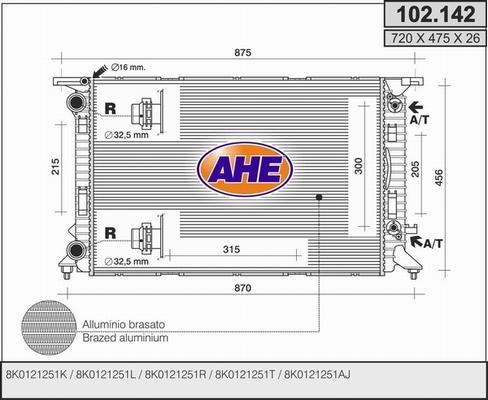 AHE 102.142 - Radiators, Motora dzesēšanas sistēma autodraugiem.lv