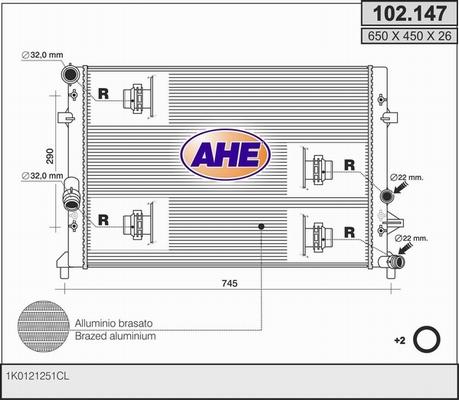 AHE 102.147 - Radiators, Motora dzesēšanas sistēma autodraugiem.lv