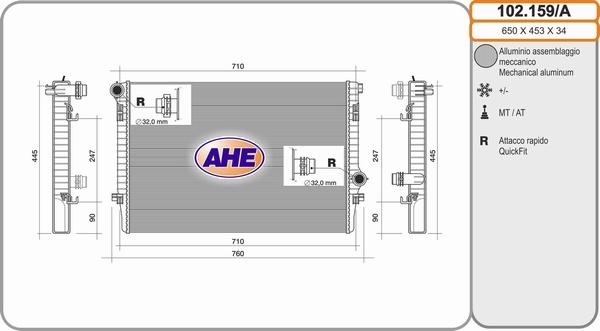 AHE 102.159/A - Radiators, Motora dzesēšanas sistēma autodraugiem.lv