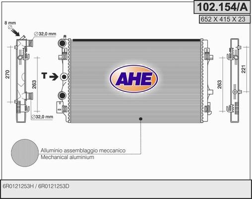 AHE 102.154/A - Radiators, Motora dzesēšanas sistēma autodraugiem.lv