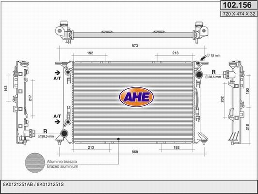 AHE 102.156 - Radiators, Motora dzesēšanas sistēma autodraugiem.lv