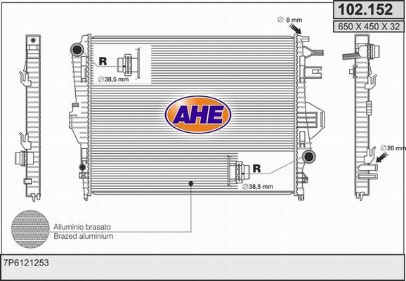 AHE 102.152 - Radiators, Motora dzesēšanas sistēma autodraugiem.lv