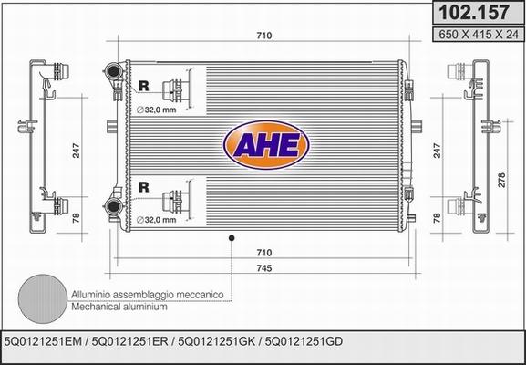 AHE 102.157 - Radiators, Motora dzesēšanas sistēma autodraugiem.lv