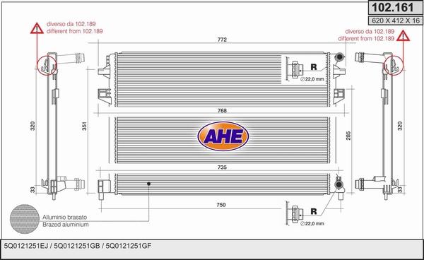 AHE 102.161 - Radiators, Motora dzesēšanas sistēma autodraugiem.lv