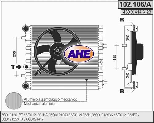 AHE 102.106/A - Radiators, Motora dzesēšanas sistēma autodraugiem.lv