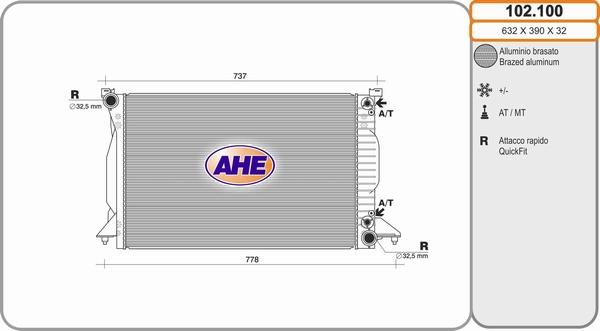 AHE 102.100 - Radiators, Motora dzesēšanas sistēma autodraugiem.lv