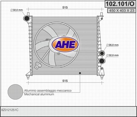 AHE 102.101/O - Radiators, Motora dzesēšanas sistēma autodraugiem.lv