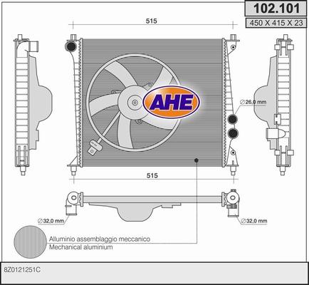 AHE 102.101 - Radiators, Motora dzesēšanas sistēma autodraugiem.lv