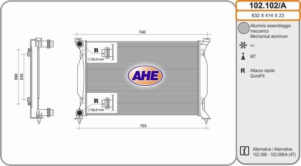 AHE 102.102/A - Radiators, Motora dzesēšanas sistēma autodraugiem.lv