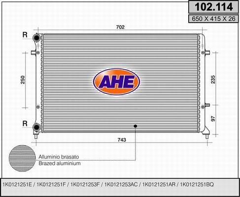 AHE 102.114 - Radiators, Motora dzesēšanas sistēma autodraugiem.lv