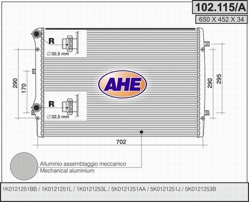 AHE 102.115/A - Radiators, Motora dzesēšanas sistēma autodraugiem.lv