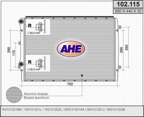 AHE 102.115 - Radiators, Motora dzesēšanas sistēma autodraugiem.lv