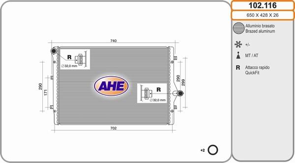 AHE 102.116 - Radiators, Motora dzesēšanas sistēma autodraugiem.lv