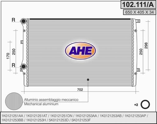 AHE 102.111/A - Radiators, Motora dzesēšanas sistēma autodraugiem.lv