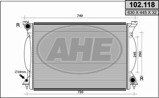 AHE 102.118 - Radiators, Motora dzesēšanas sistēma autodraugiem.lv