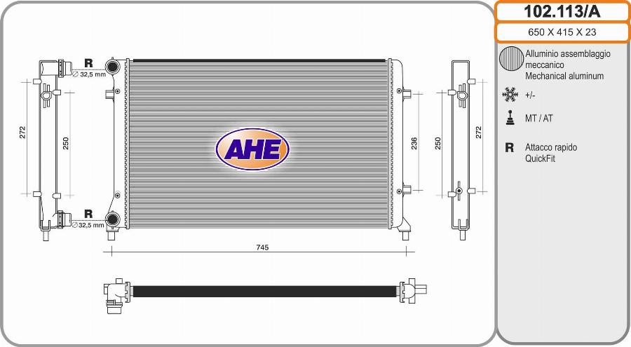 AHE 102.113/A - Radiators, Motora dzesēšanas sistēma autodraugiem.lv