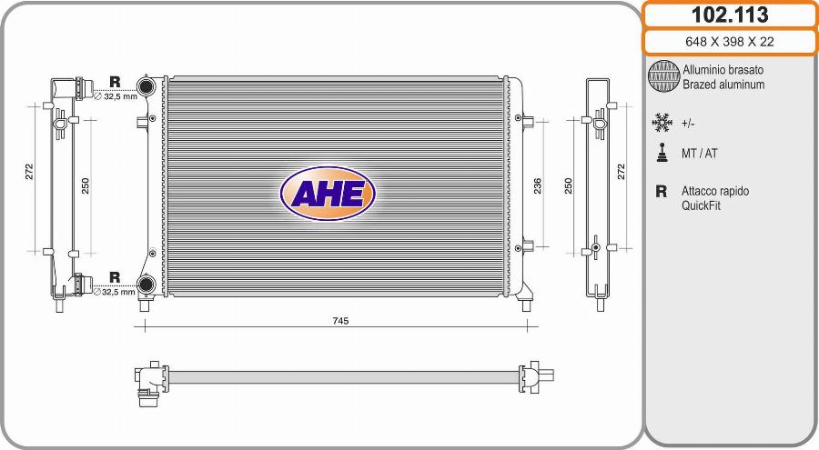 AHE 102.113 - Radiators, Motora dzesēšanas sistēma autodraugiem.lv