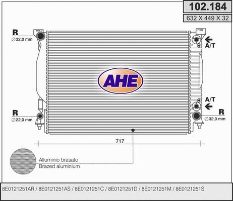 AHE 102.184 - Radiators, Motora dzesēšanas sistēma autodraugiem.lv