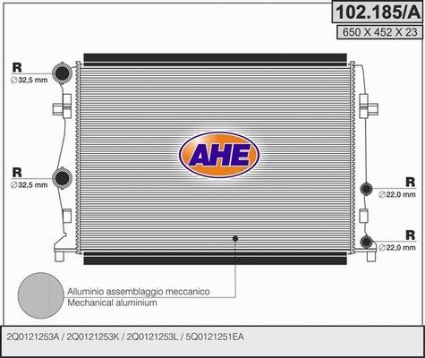 AHE 102.185/A - Radiators, Motora dzesēšanas sistēma autodraugiem.lv