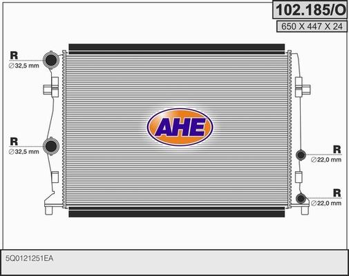 AHE 102.185/O - Radiators, Motora dzesēšanas sistēma autodraugiem.lv