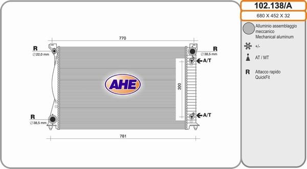 AHE 102.138/A - Radiators, Motora dzesēšanas sistēma autodraugiem.lv