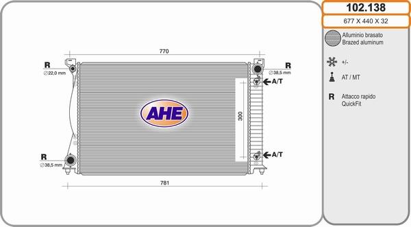 AHE 102.138 - Radiators, Motora dzesēšanas sistēma autodraugiem.lv