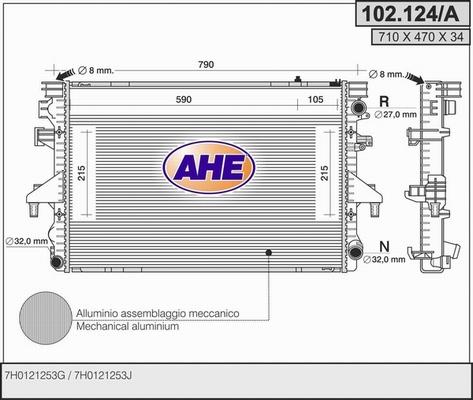 AHE 102.124/A - Radiators, Motora dzesēšanas sistēma autodraugiem.lv