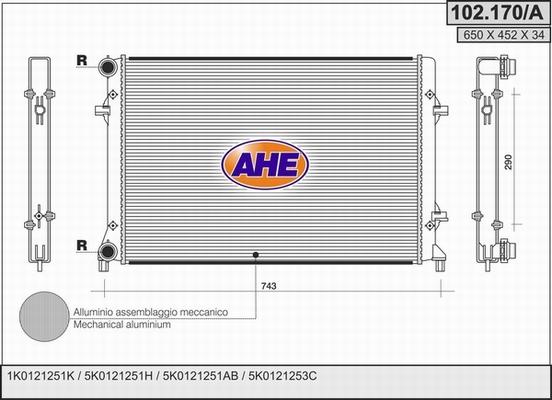 AHE 102.170/A - Radiators, Motora dzesēšanas sistēma autodraugiem.lv