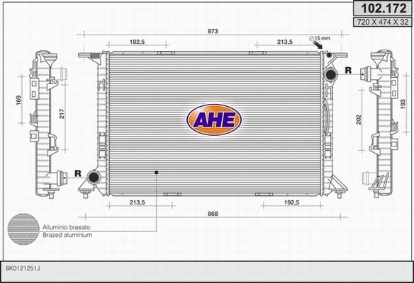 AHE 102.172 - Radiators, Motora dzesēšanas sistēma autodraugiem.lv