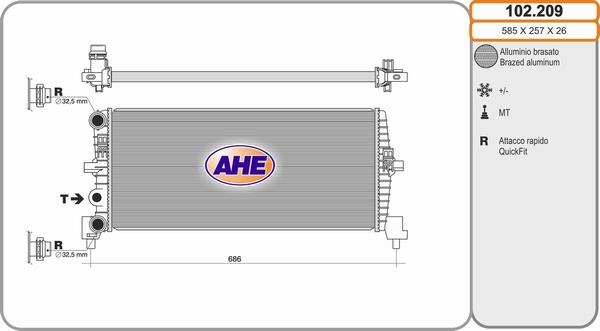 AHE 102.209 - Radiators, Motora dzesēšanas sistēma autodraugiem.lv