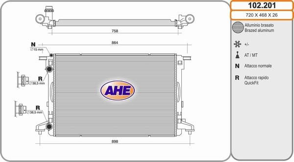 AHE 102.201 - Radiators, Motora dzesēšanas sistēma autodraugiem.lv