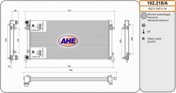 AHE 102.218/A - Radiators, Motora dzesēšanas sistēma autodraugiem.lv