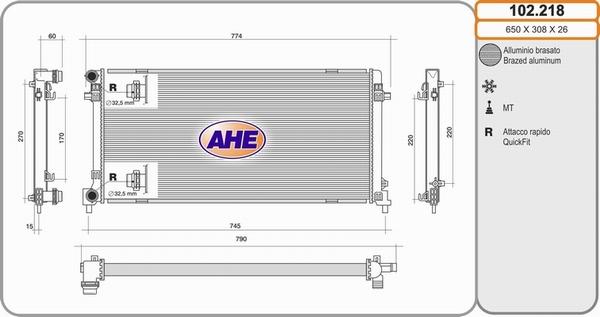 AHE 102.218 - Radiators, Motora dzesēšanas sistēma autodraugiem.lv