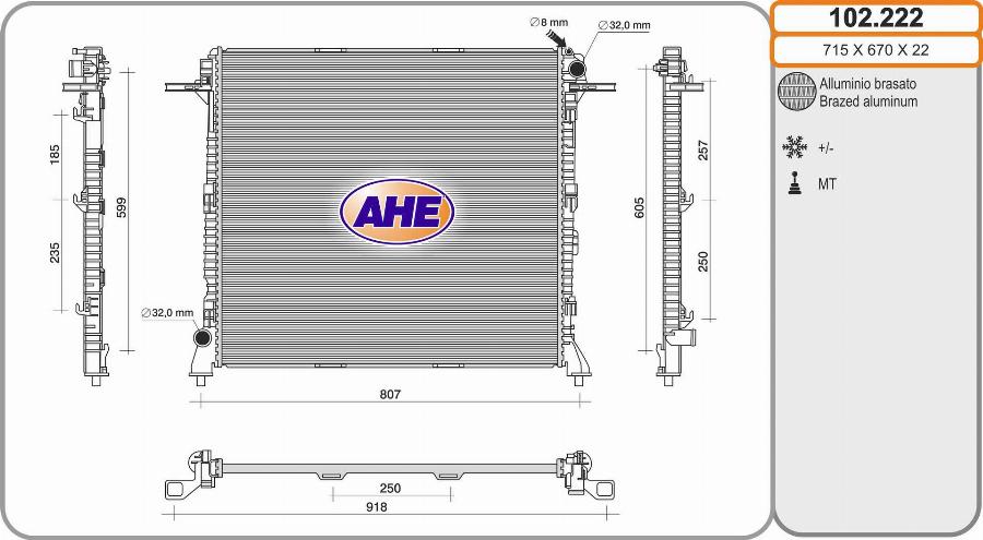 AHE 102.222 - Radiators, Motora dzesēšanas sistēma autodraugiem.lv