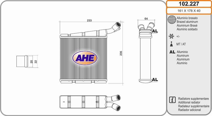 AHE 102.227 - Radiators, Motora dzesēšanas sistēma autodraugiem.lv