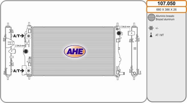 AHE 107.050 - Radiators, Motora dzesēšanas sistēma autodraugiem.lv