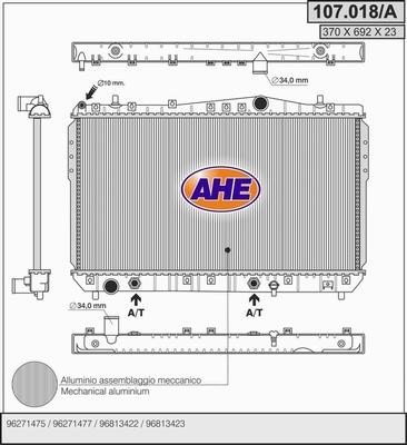 AHE 107.018/A - Radiators, Motora dzesēšanas sistēma autodraugiem.lv