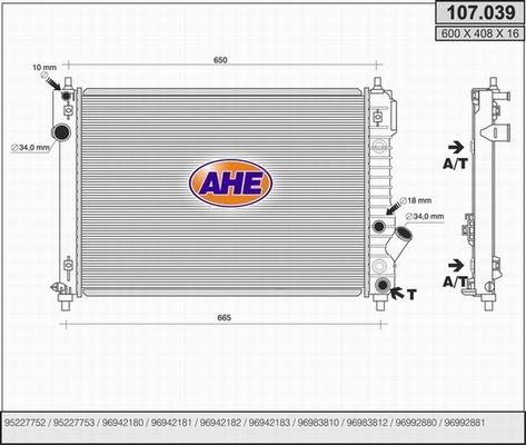 AHE 107.039 - Radiators, Motora dzesēšanas sistēma autodraugiem.lv