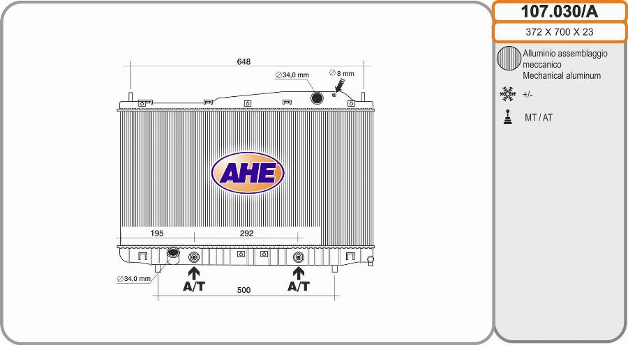 AHE 107.030/A - Radiators, Motora dzesēšanas sistēma autodraugiem.lv